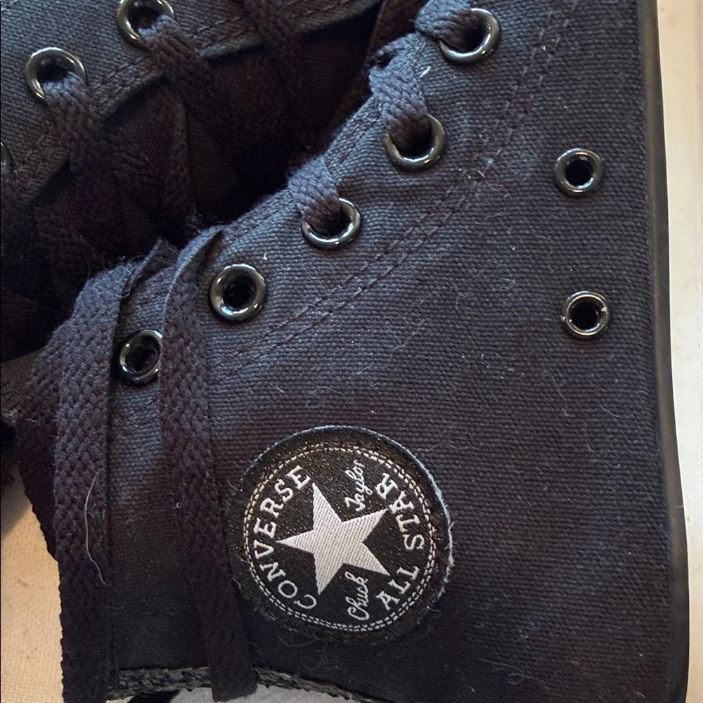 Converse Chuck Taylor All Star Black High Top Glitter Toe Zipper Kids Sneakers
